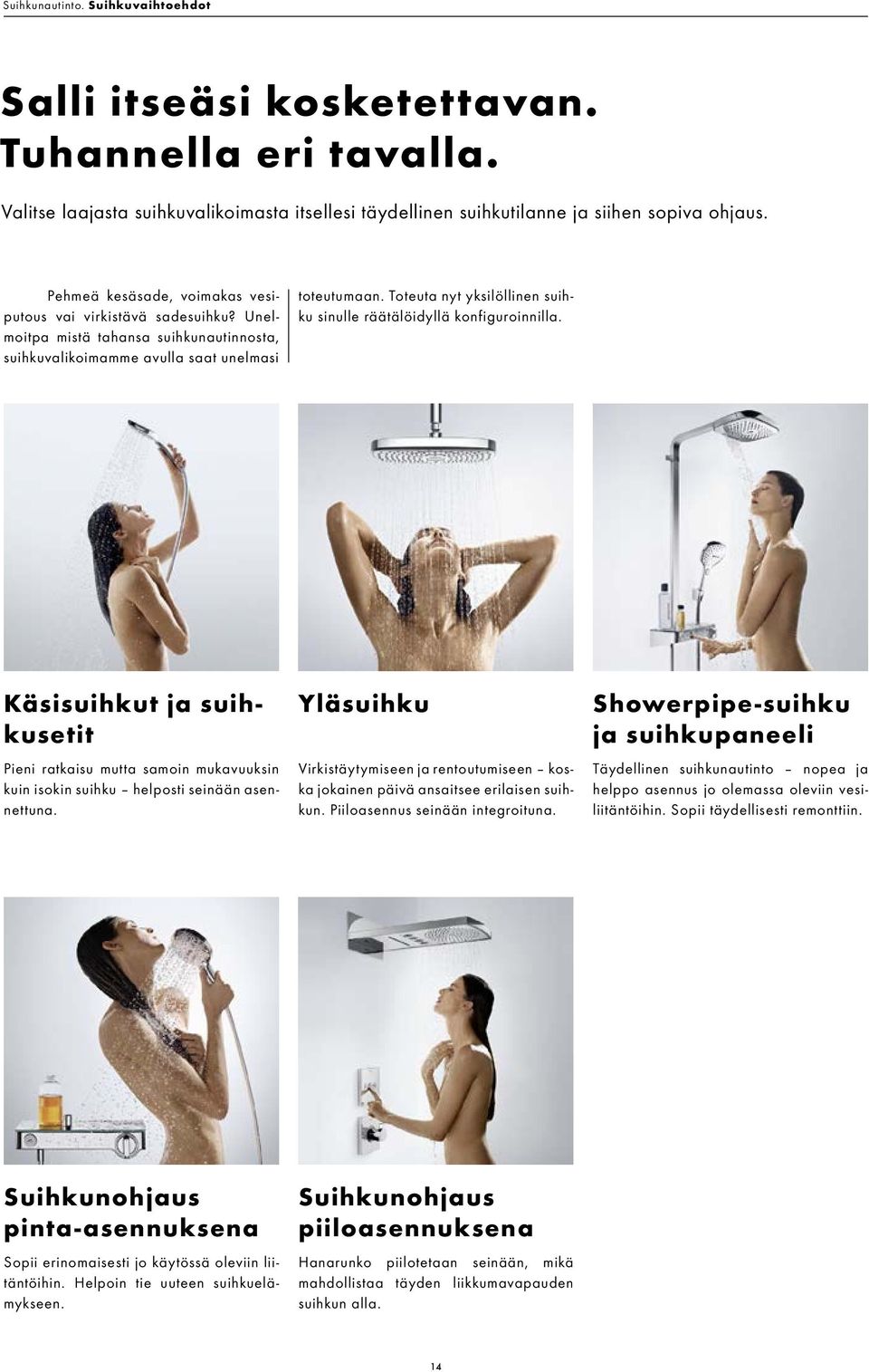 Toteuta nyt yksilöllinen suihku sinulle räätälöidyllä konfiguroinnilla. Käsisuihkut ja suihkusetit Pieni ratkaisu mutta samoin mukavuuksin kuin isokin suihku helposti seinään asennettuna.