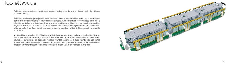 Komponenttien kiinnityksissä koriin ei ole käytetty hankalaa ja epävarmaa liimausta vaan kaikki osat voidaan irrottaa ja vaihtaa pikakiinnityksillä.