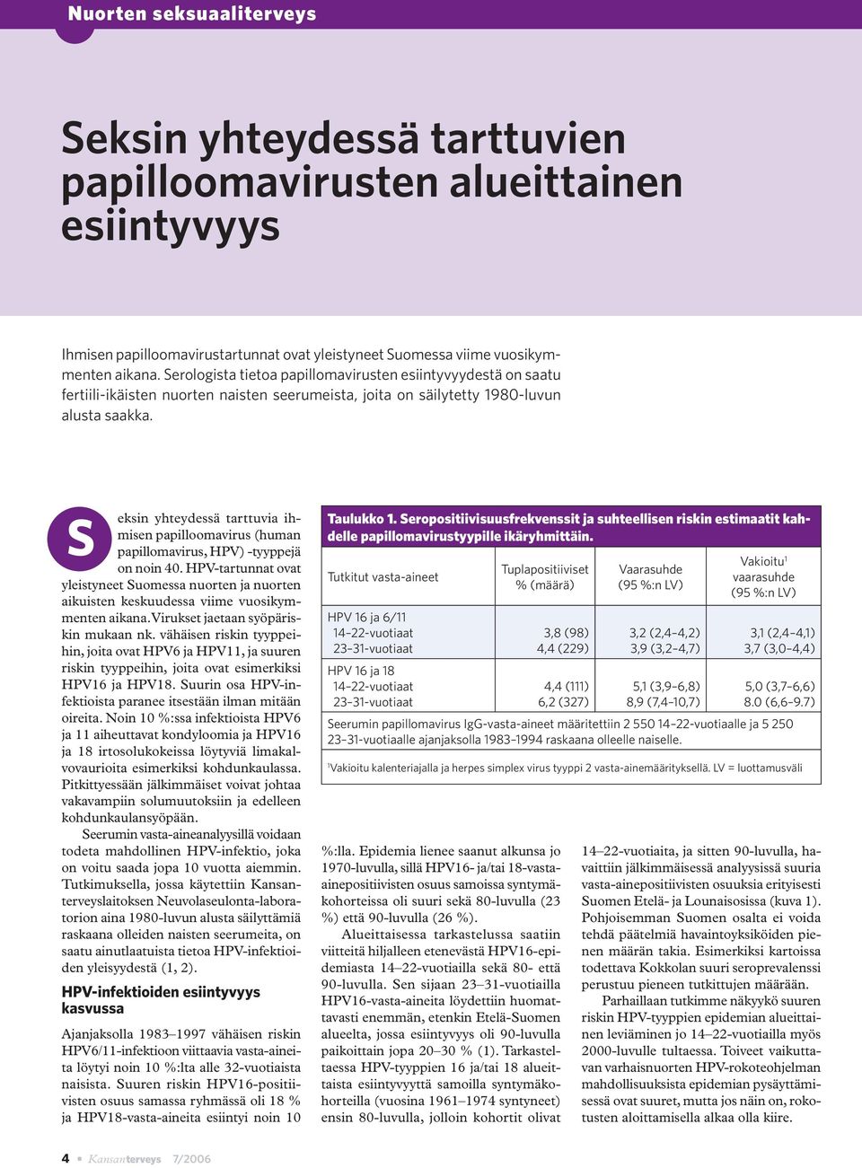 S eksin yhteydessä tarttuvia ihmisen papilloomavirus (human papillomavirus, HPV) -tyyppejä on noin 40.