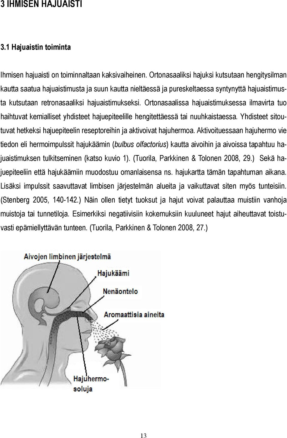 Ortonasaalissa hajuaistimuksessa ilmavirta tuo haihtuvat kemialliset yhdisteet hajuepiteelille hengitettäessä tai nuuhkaistaessa.