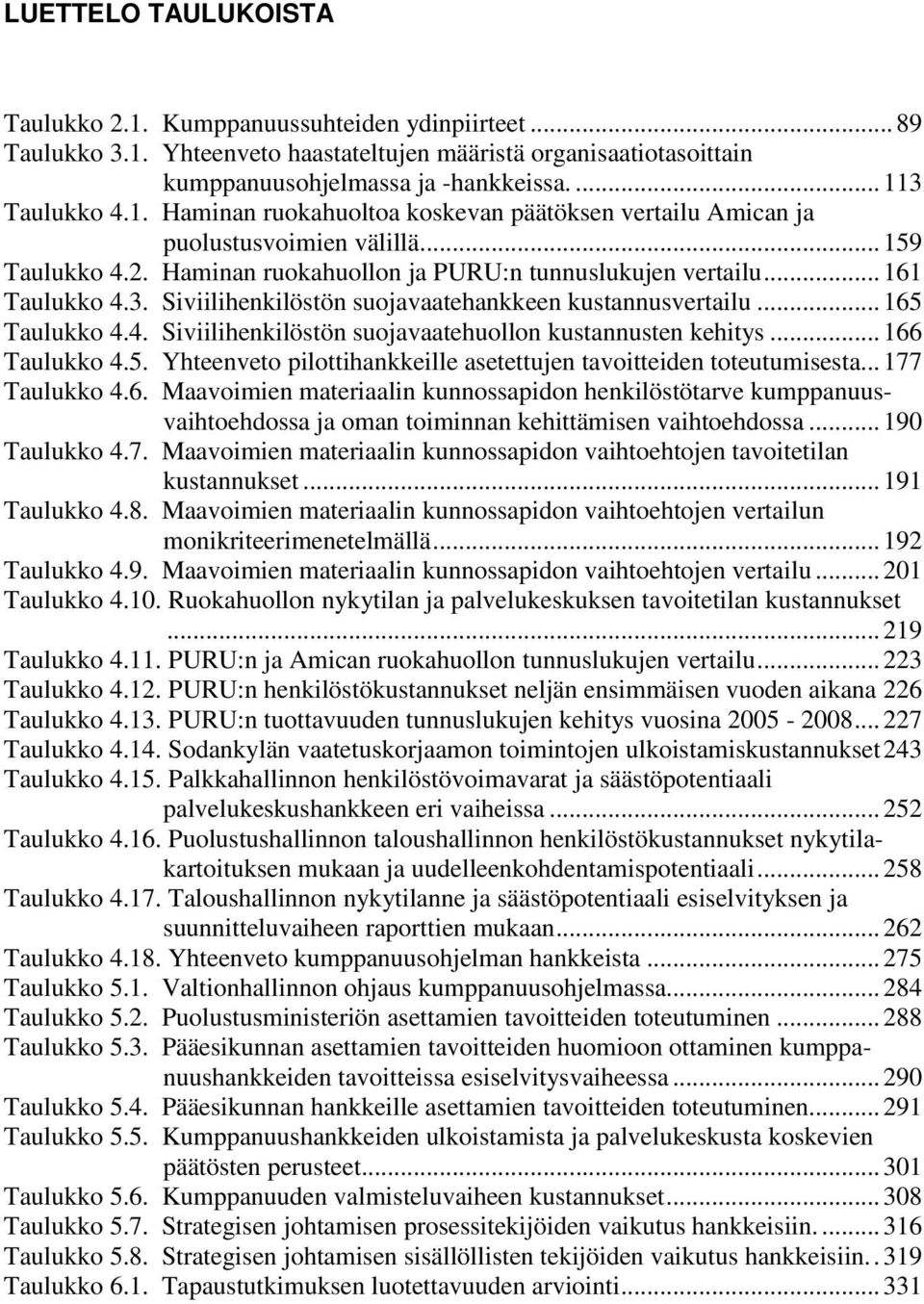 Siviilihenkilöstön suojavaatehankkeen kustannusvertailu...165 Taulukko 4.4. Siviilihenkilöstön suojavaatehuollon kustannusten kehitys...166 Taulukko 4.5. Yhteenveto pilottihankkeille asetettujen tavoitteiden toteutumisesta.