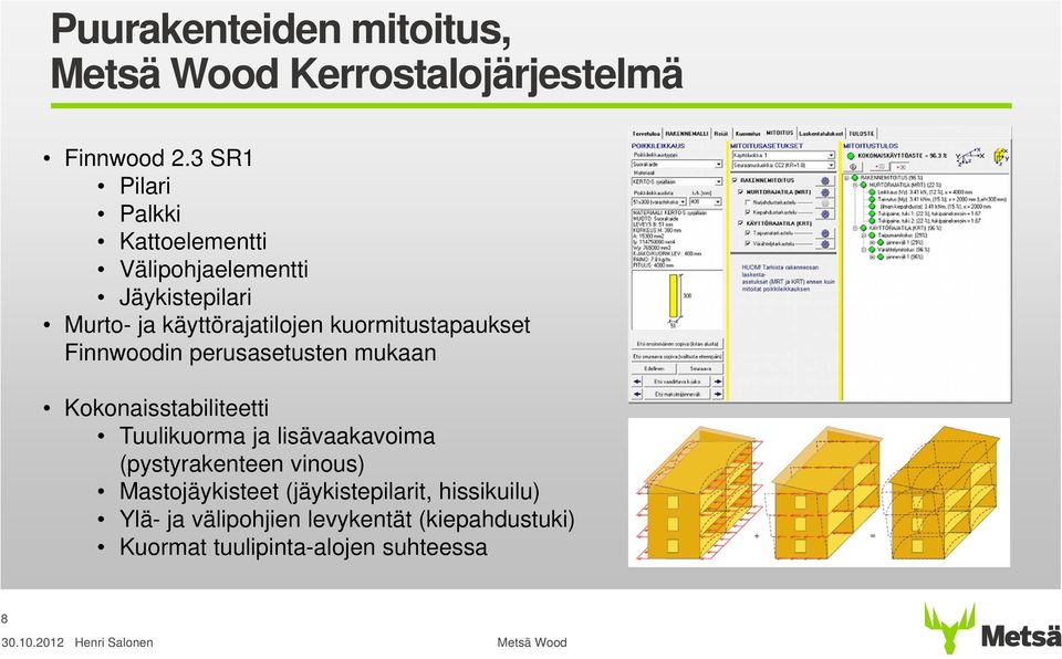 kuormitustapaukset Finnwoodin perusasetusten mukaan Kokonaisstabiliteetti Tuulikuorma ja lisävaakavoima