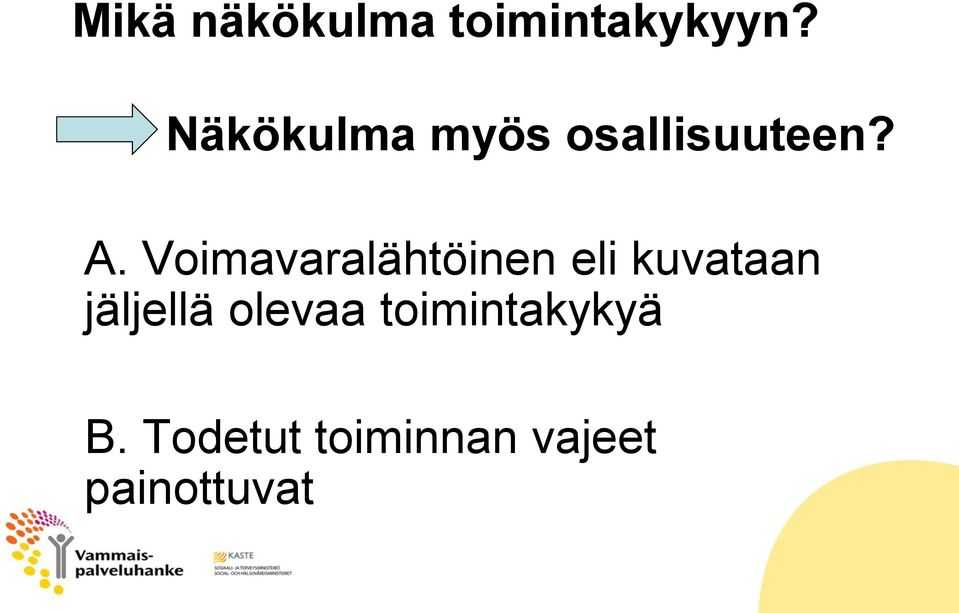 Voimavaralähtöinen eli kuvataan jäljellä