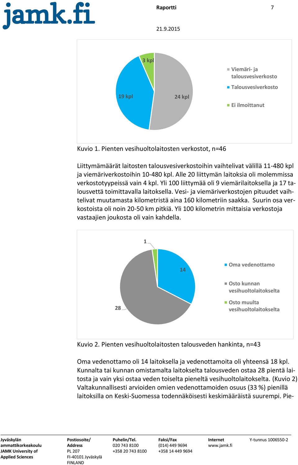 Alle 20 liittymän laitoksia oli molemmissa verkostotyypeissä vain 4 kpl. Yli 100 liittymää oli 9 viemärilaitoksella ja 17 talousvettä toimittavalla laitoksella.