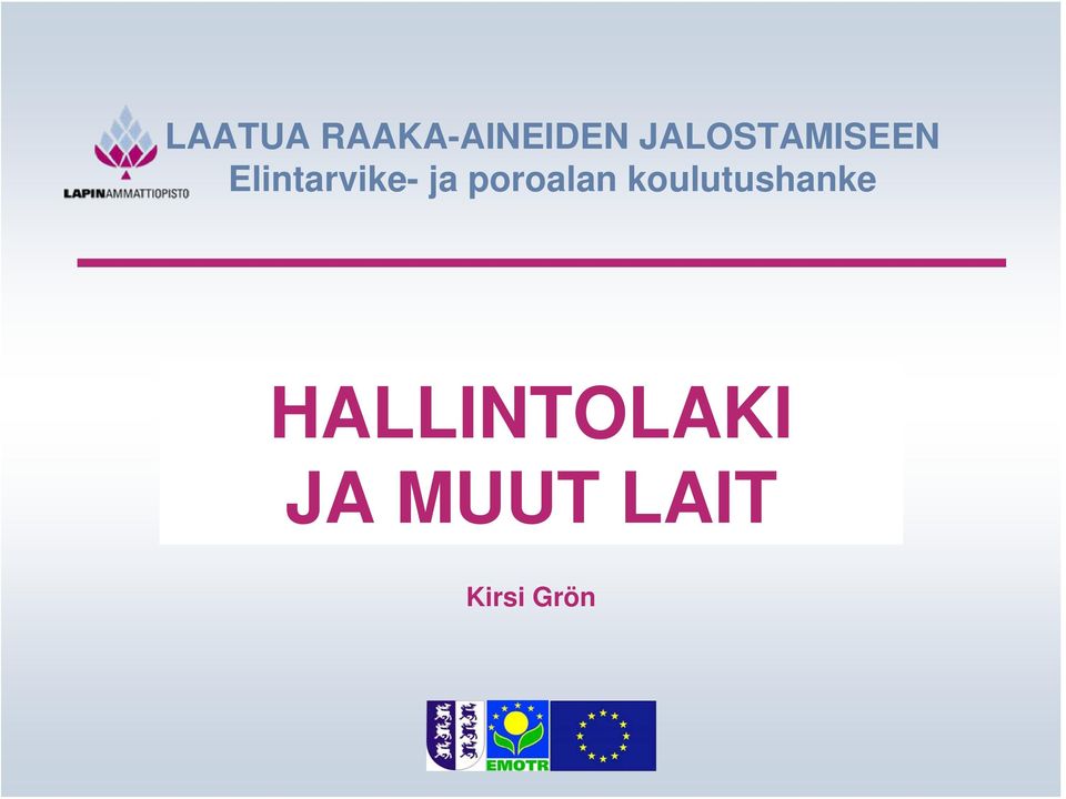 ja poroalan koulutushanke