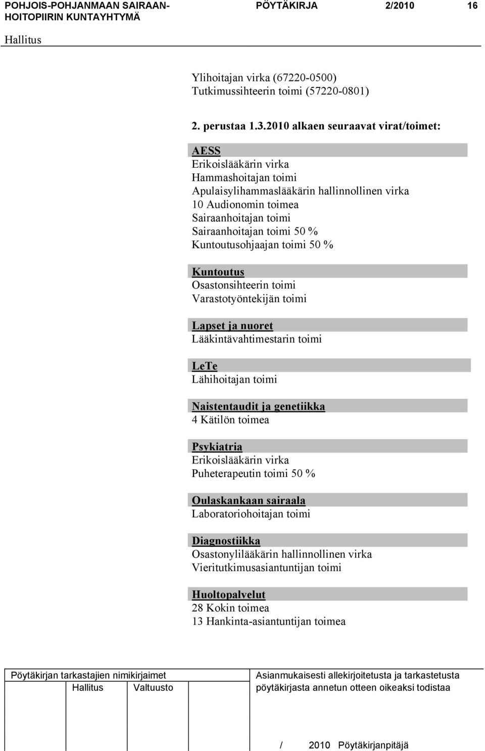 Kuntoutusohjaajan toimi 50 % Kuntoutus Osastonsihteerin toimi Varastotyöntekijän toimi Lapset ja nuoret Lääkintävahtimestarin toimi LeTe Lähihoitajan toimi Naistentaudit ja genetiikka 4 Kätilön