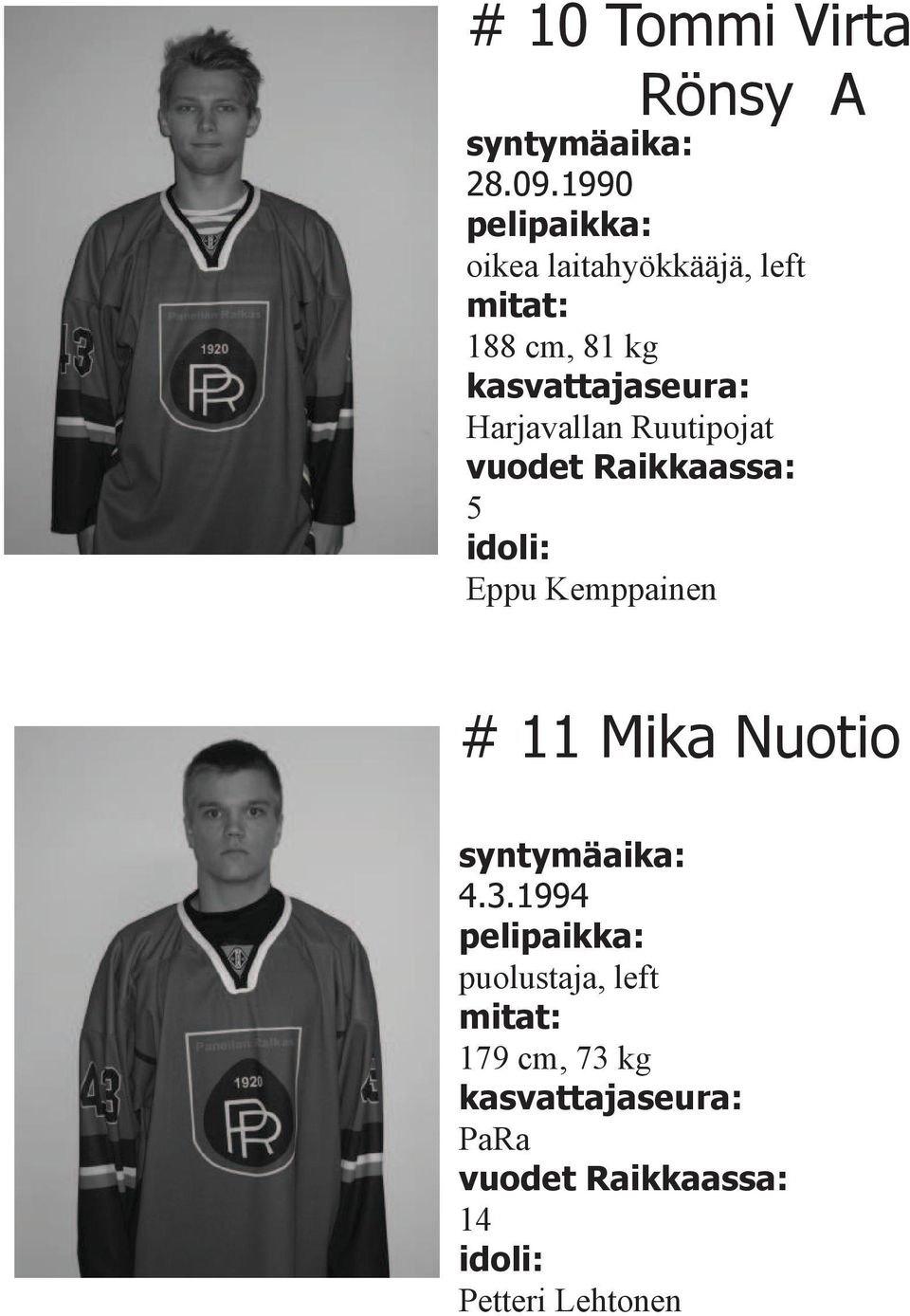 Harjavallan Ruutipojat 5 idoli: Eppu Kemppainen # 11