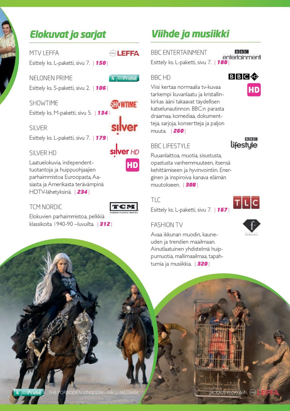 179 SilVER HD Laatuelokuvia, independenttuotantoja ja huippuohjaajien parhaimmistoa Euroopasta, Aasiasta ja Amerikasta terävämpinä HDTV-lähetyksinä.