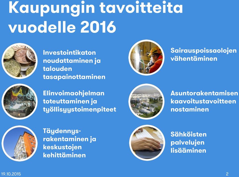 Sairauspoissaolojen vähentäminen Asuntorakentamisen kaavoitustavoitteen nostaminen
