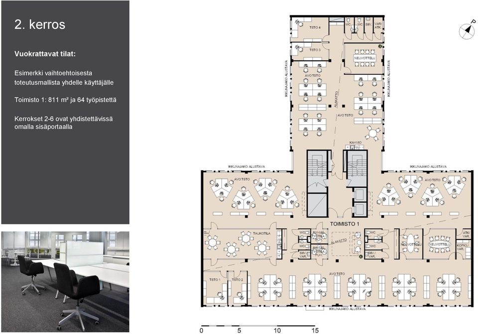 käyttäjälle Toimisto 1: 811 m² ja 64