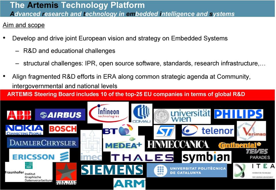 source software, standards, research infrastructure, Align fragmented R&D efforts in ERA along common strategic agenda at