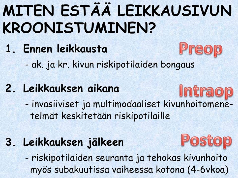 Leikkauksen aikana - invasiiviset ja multimodaaliset kivunhoitomenetelmät
