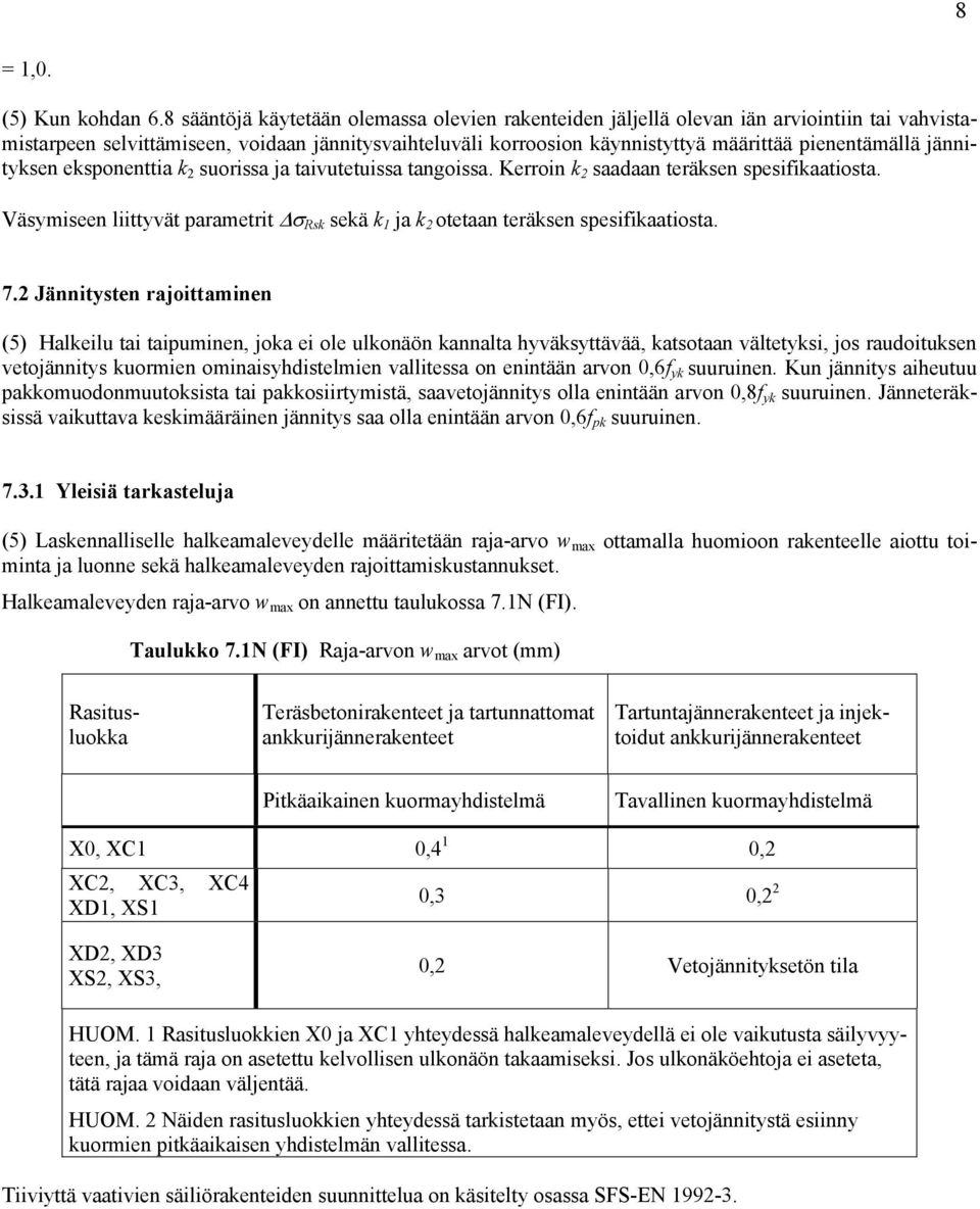 jännityksen eksponenttia k 2 suorissa ja taivutetuissa tangoissa. Kerroin k 2 saadaan teräksen spesifikaatiosta.