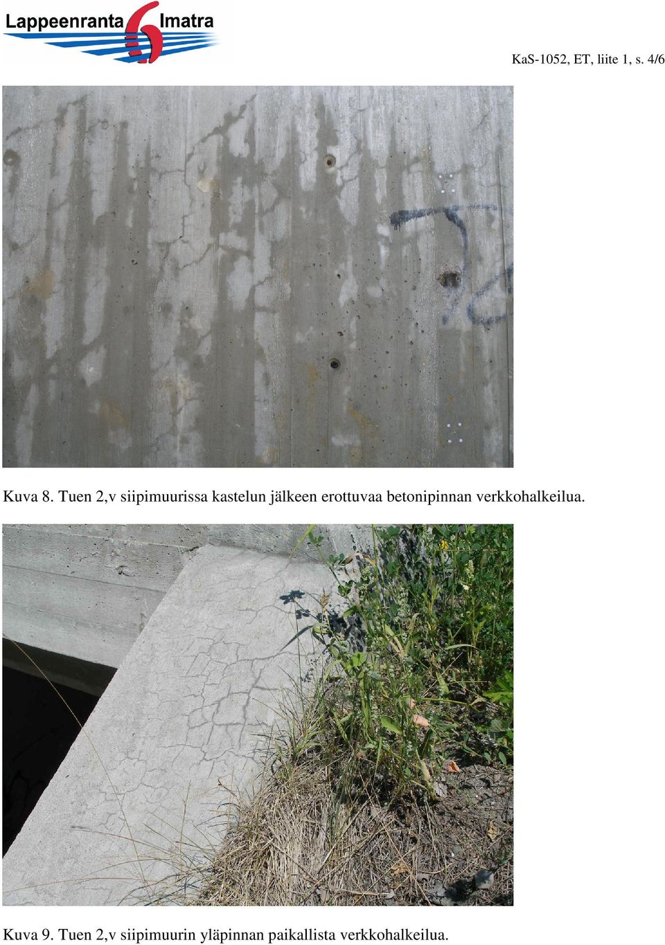 erottuvaa betonipinnan verkkohalkeilua. Kuva 9.