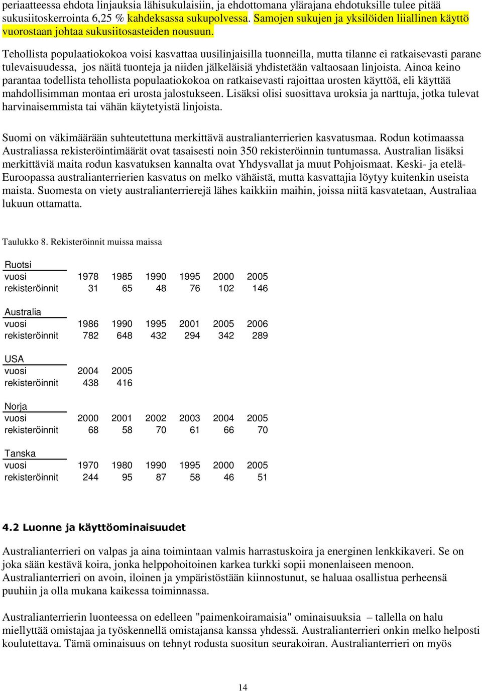 Tehollista populaatiokokoa voisi kasvattaa uusilinjaisilla tuonneilla, mutta tilanne ei ratkaisevasti parane tulevaisuudessa, jos näitä tuonteja ja niiden jälkeläisiä yhdistetään valtaosaan linjoista.