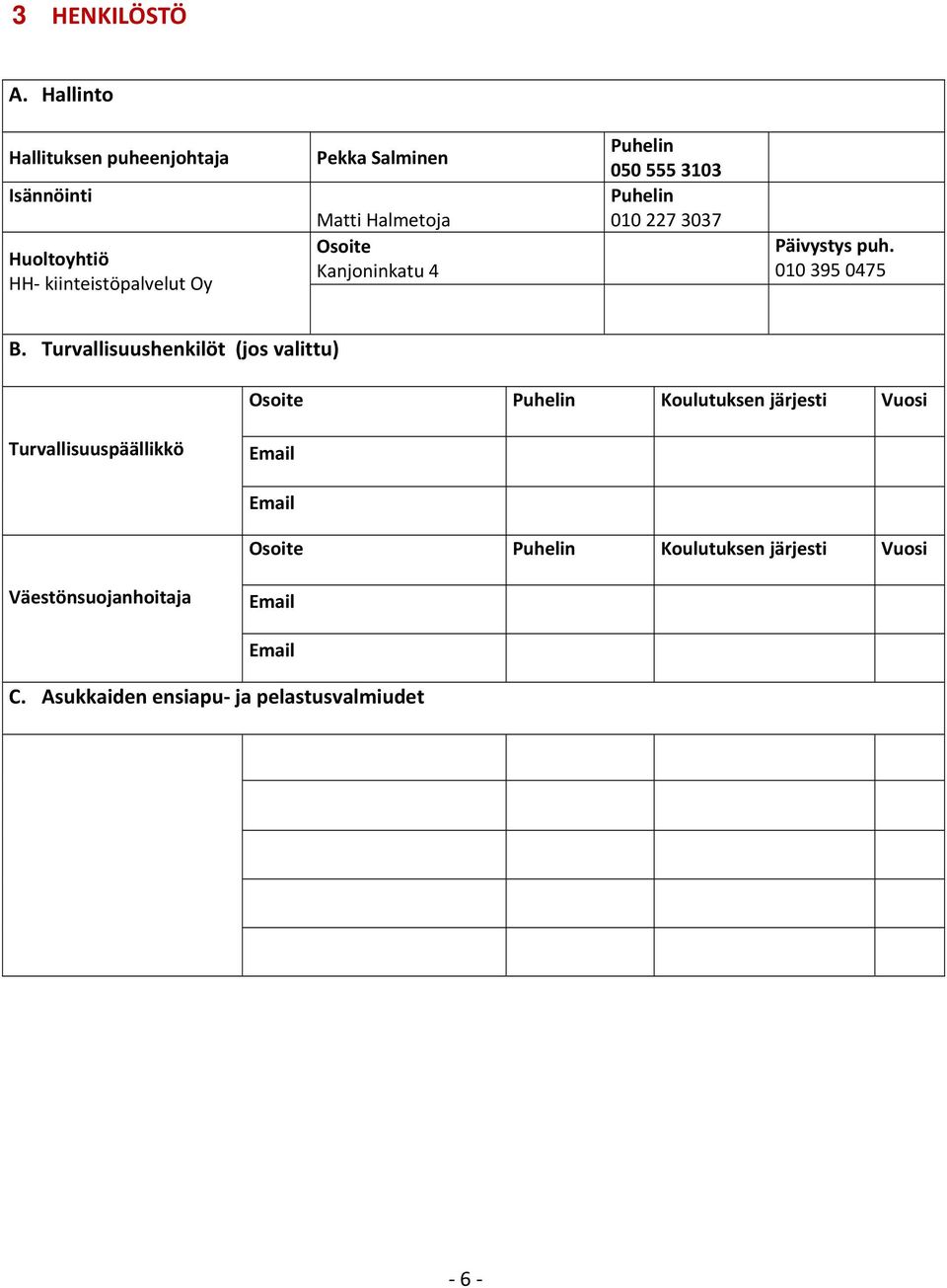 Osoite Kanjoninkatu 4 Puhelin 050 555 3103 Puhelin 010 227 3037 Päivystys puh. 010 395 0475 B.
