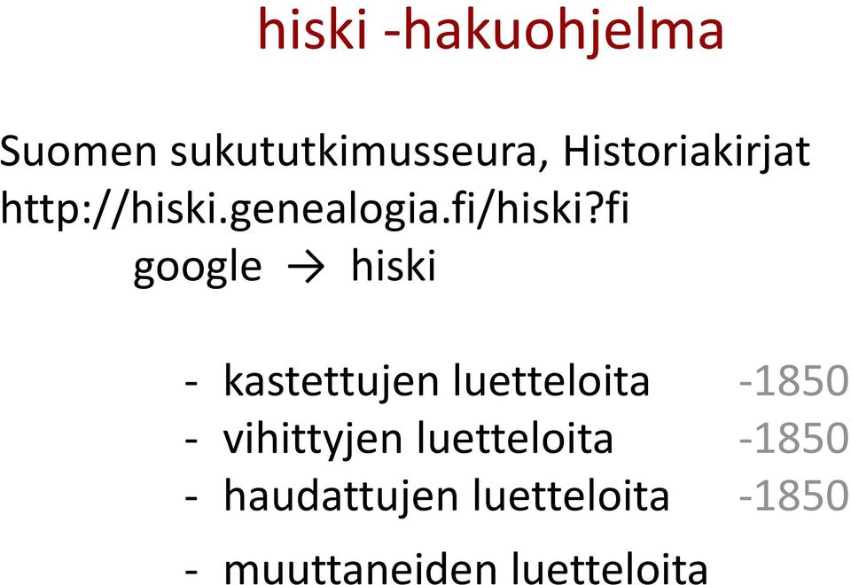 fi google hiski - kastettujen luetteloita -1850 -