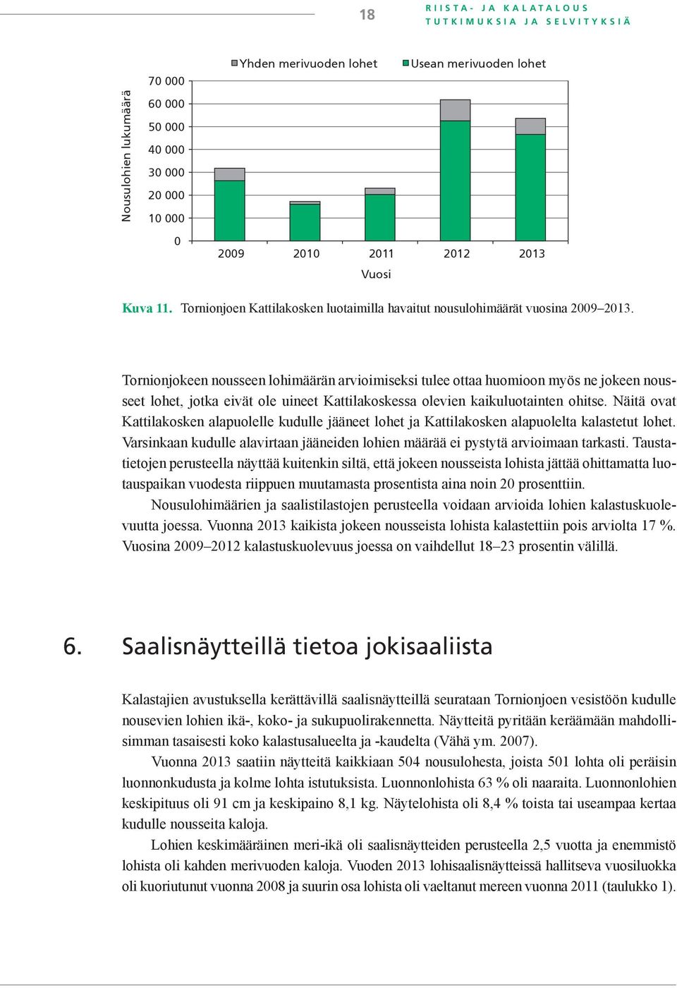 Tornionjokeen nousseen lohimäärän arvioimiseksi tulee ottaa huomioon myös ne jokeen nousseet lohet, jotka eivät ole uineet Kattilakoskessa olevien kaikuluotainten ohitse.