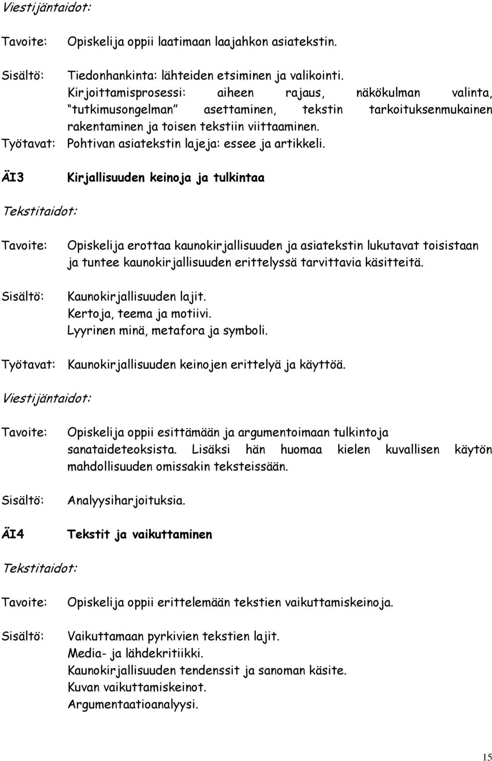 Työtavat: Pohtivan asiatekstin lajeja: essee ja artikkeli.