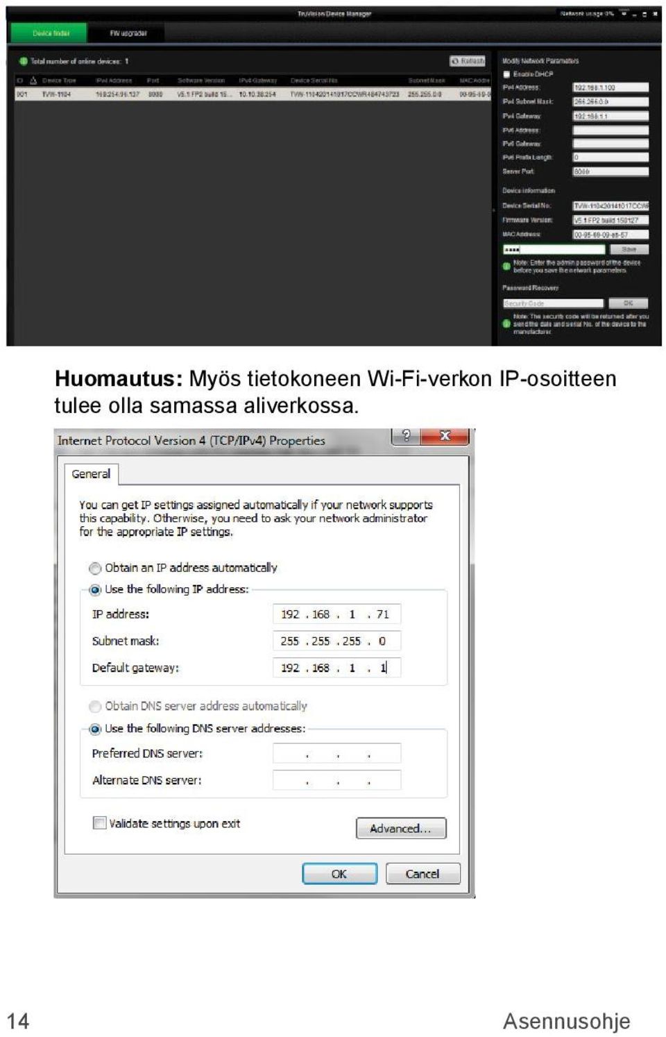 IP-osoitteen tulee olla