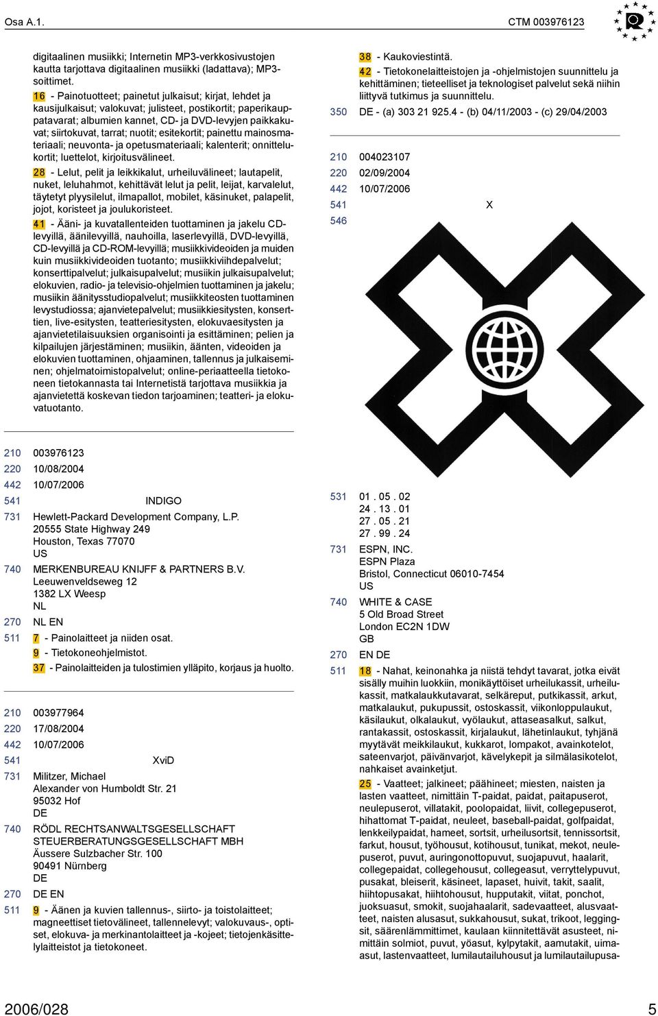 nuotit; esitekortit; painettu mainosmateriaali; neuvonta- ja opetusmateriaali; kalenterit; onnittelukortit; luettelot, kirjoitusvälineet.