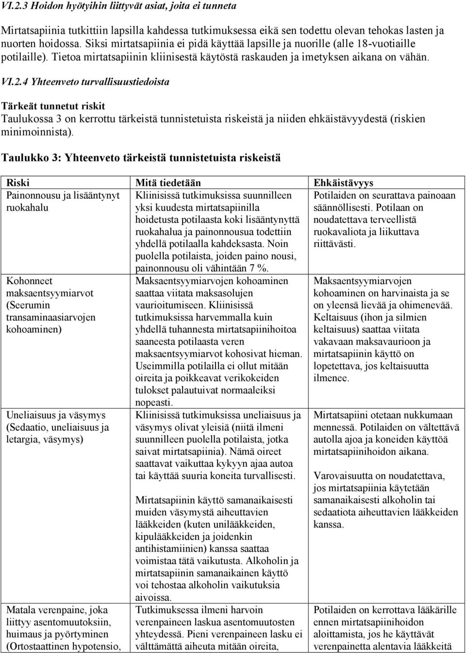 4 Yhteenveto turvallisuustiedoista Tärkeät tunnetut riskit Taulukossa 3 on kerrottu tärkeistä tunnistetuista riskeistä ja niiden ehkäistävyydestä (riskien minimoinnista).