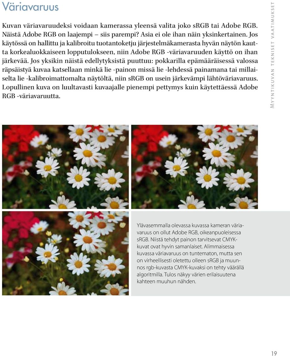 Jos yksikin näistä edellytyksistä puuttuu: pokkarilla epämääräisessä valossa räpsäistyä kuvaa katsellaan minkä lie -painon missä lie -lehdessä painamana tai millaiselta lie -kalibroimattomalta