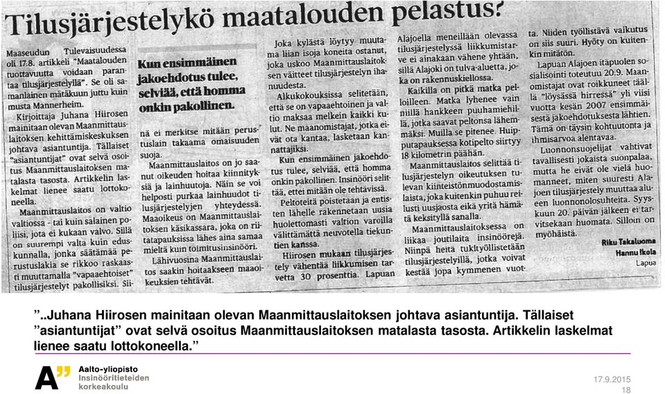 Tällaiset asiantuntijat ovat selvä osoitus
