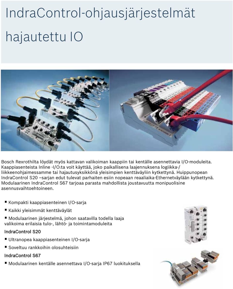 Huippunopean IndraControl S20 sarjan edut tulevat parhaiten esiin nopeaan reaaliaika-ethernetväylään kytkettynä.