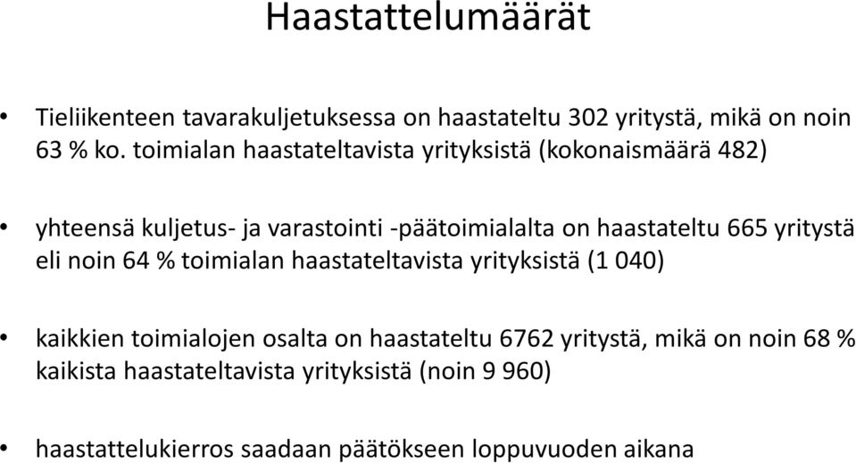 haastateltu 665 yritystä eli noin 64 % toimialan haastateltavista yrityksistä (1 040) kaikkien toimialojen osalta on