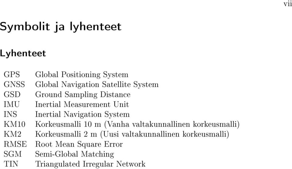 Inertial Navigation System Korkeusmalli 10 m (Vanha valtakunnallinen korkeusmalli) Korkeusmalli 2 m