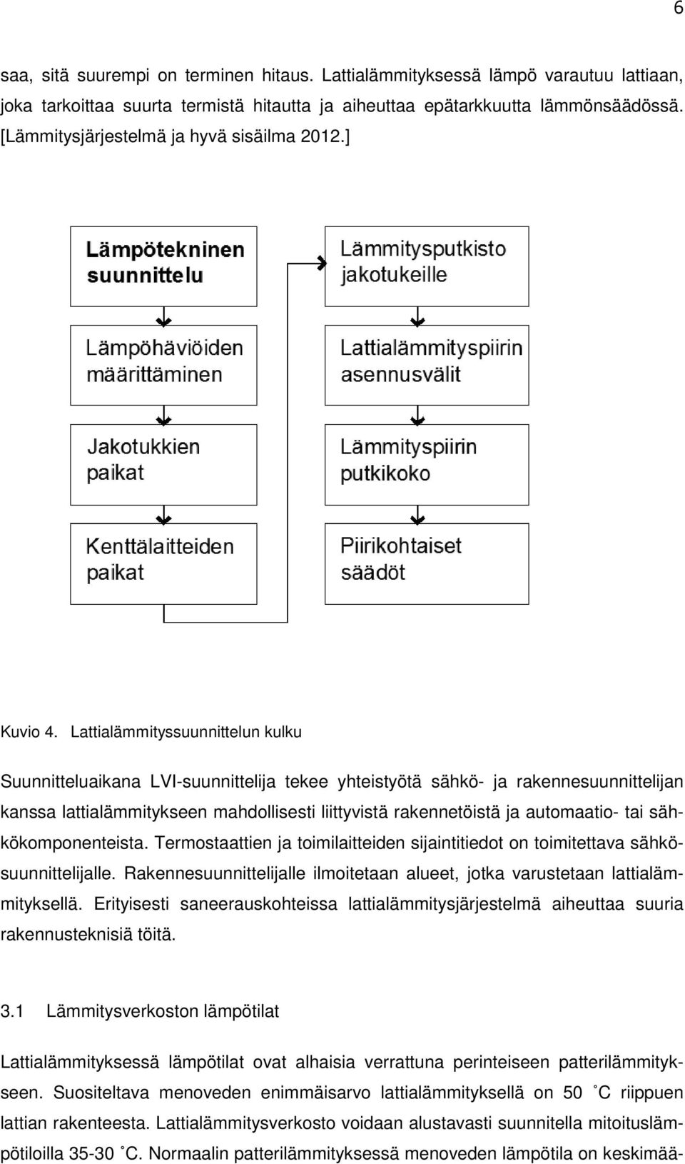 Lattialämmityssuunnittelun kulku Suunnitteluaikana LVI-suunnittelija tekee yhteistyötä sähkö- ja rakennesuunnittelijan kanssa lattialämmitykseen mahdollisesti liittyvistä rakennetöistä ja automaatio-