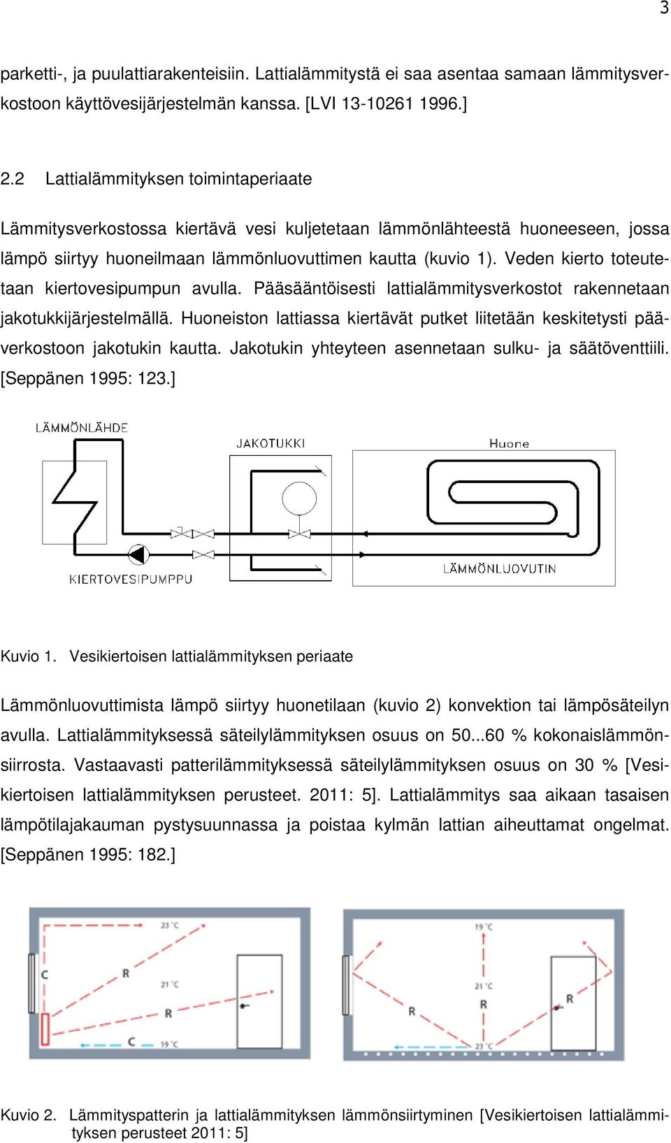 Veden kierto toteutetaan kiertovesipumpun avulla. Pääsääntöisesti lattialämmitysverkostot rakennetaan jakotukkijärjestelmällä.