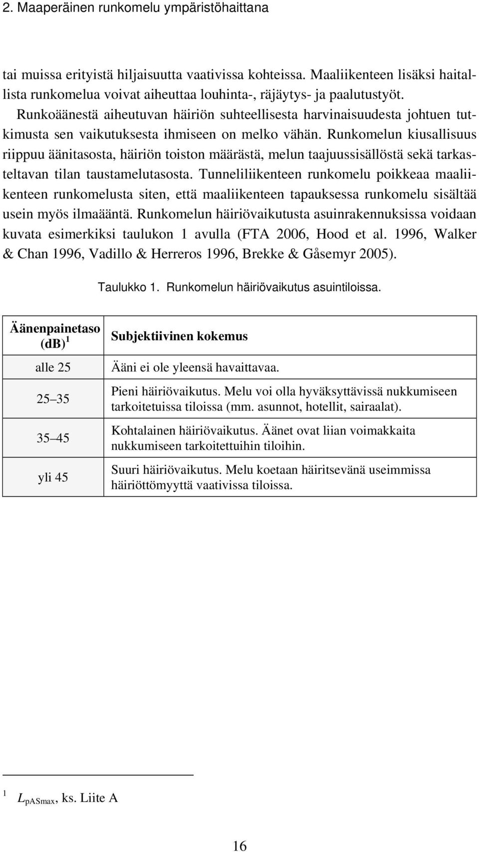 Runkomelun kiusallisuus riippuu äänitasosta, häiriön toiston määrästä, melun taajuussisällöstä sekä tarkasteltavan tilan taustamelutasosta.