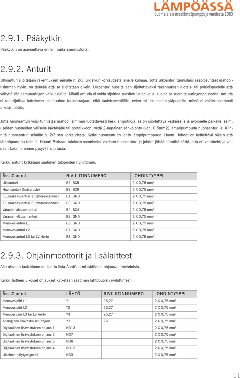 Ulkoanturi suositellaan sijoitettavaksi rakennuksen luoteis- tai pohjoispuolelle että vältyttäisiin aamuauringon vaikutuksilta.