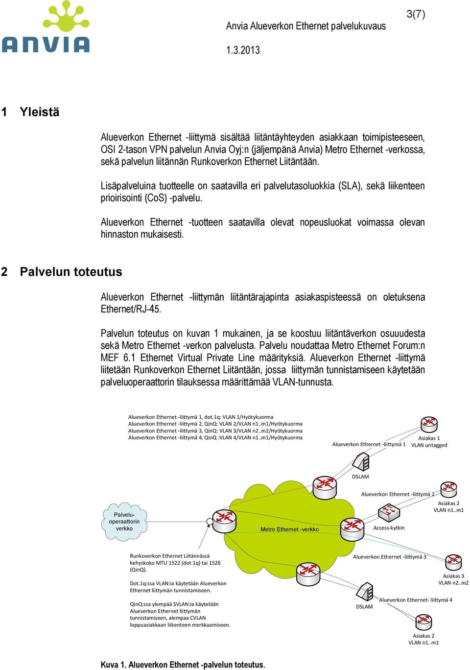 Alueverkon Ethernet -tuotteen saatavilla olevat nopeusluokat voimassa olevan hinnaston mukaisesti.