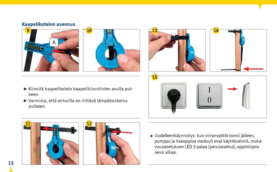 11 12 Uudelleenkäynnistys: kun virransyöttö toimii jälleen, pumppu ja itseoppiva