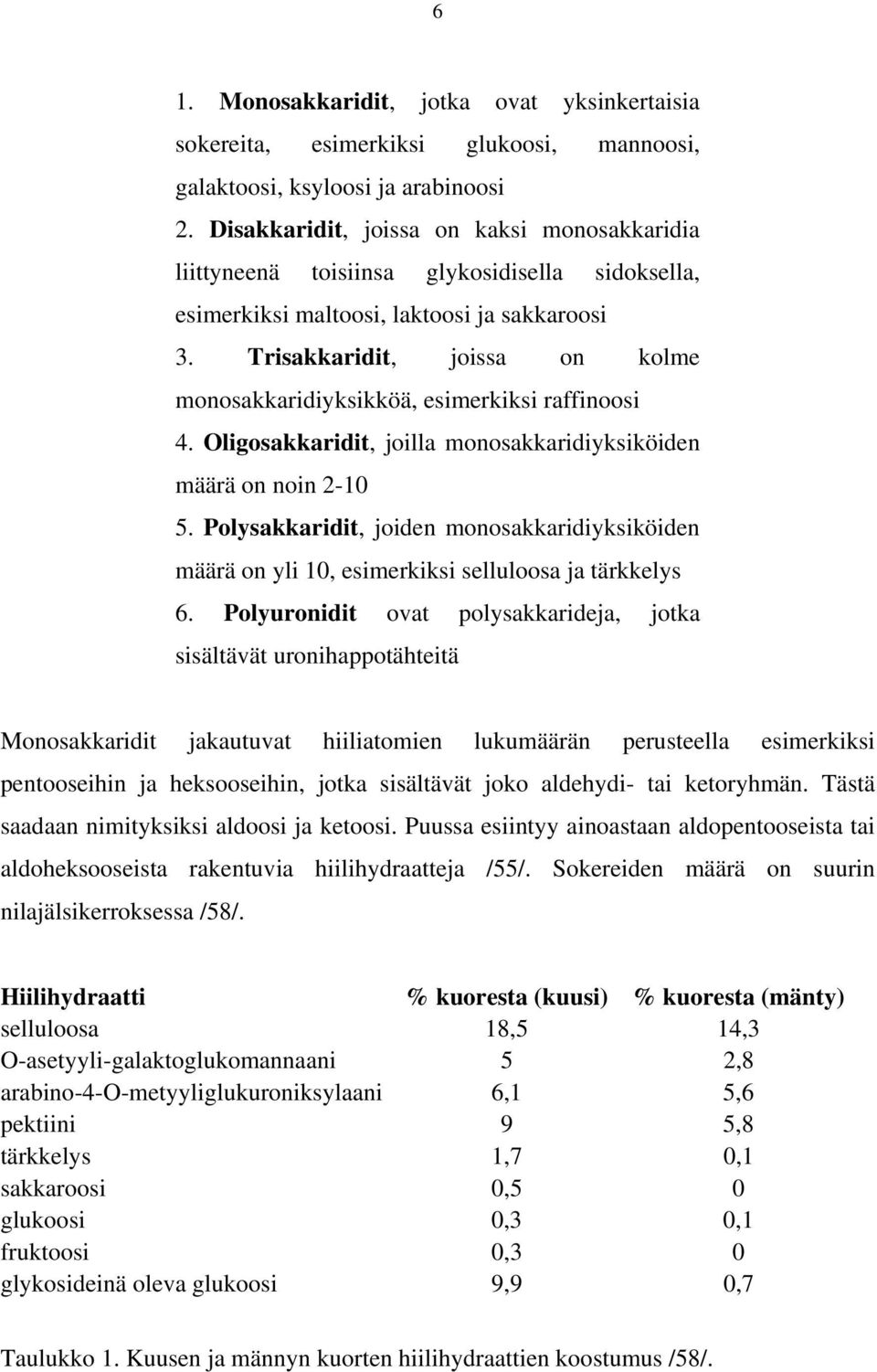 Trisakkaridit, joissa on kolme monosakkaridiyksikköä, esimerkiksi raffinoosi 4. ligosakkaridit, joilla monosakkaridiyksiköiden määrä on noin 2-10 5.