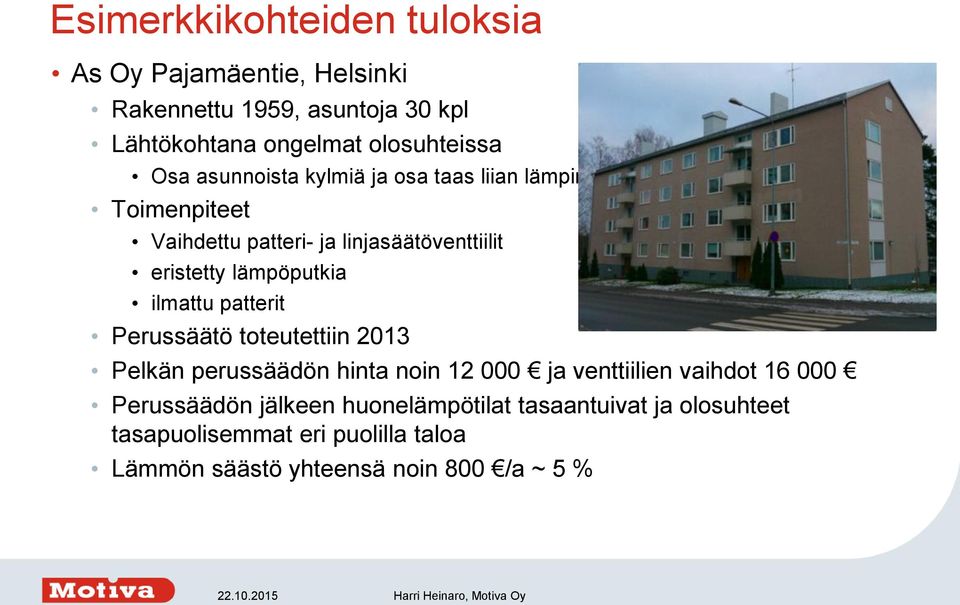 lämpöputkia ilmattu patterit Perussäätö toteutettiin 2013 Pelkän perussäädön hinta noin 12 000 ja venttiilien vaihdot 16 000