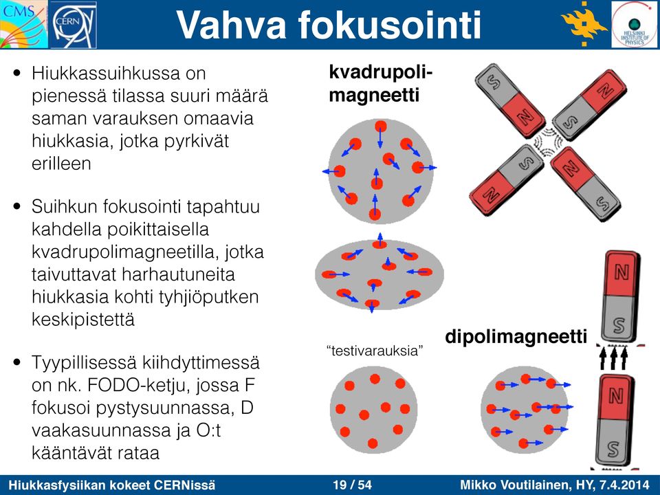 hiukkasia kohti tyhjiöputken keskipistettä Tyypillisessä kiihdyttimessä on nk.