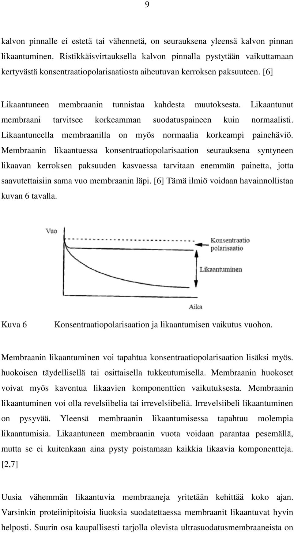 Likaantunut membraani tarvitsee korkeamman suodatuspaineen kuin normaalisti. Likaantuneella membraanilla on myös normaalia korkeampi painehäviö.
