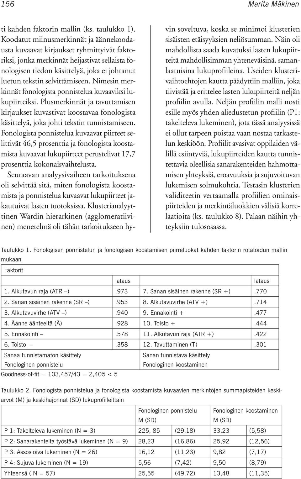 selvittämiseen. Nimesin merkinnät fonologista ponnistelua kuvaaviksi lukupiirteiksi.