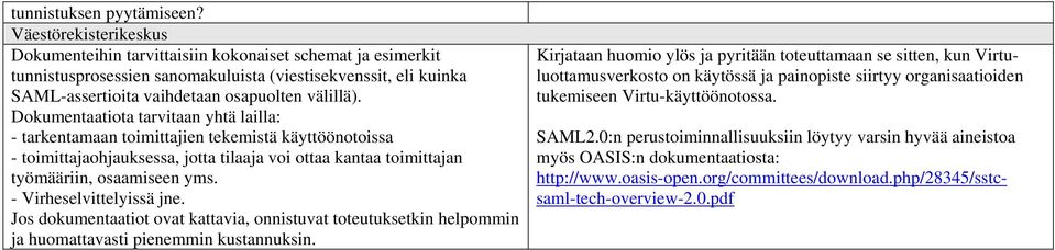 Dokumentaatiota tarvitaan yhtä lailla: - tarkentamaan toimittajien tekemistä käyttöönotoissa - toimittajaohjauksessa, jotta tilaaja voi ottaa kantaa toimittajan työmääriin, osaamiseen yms.