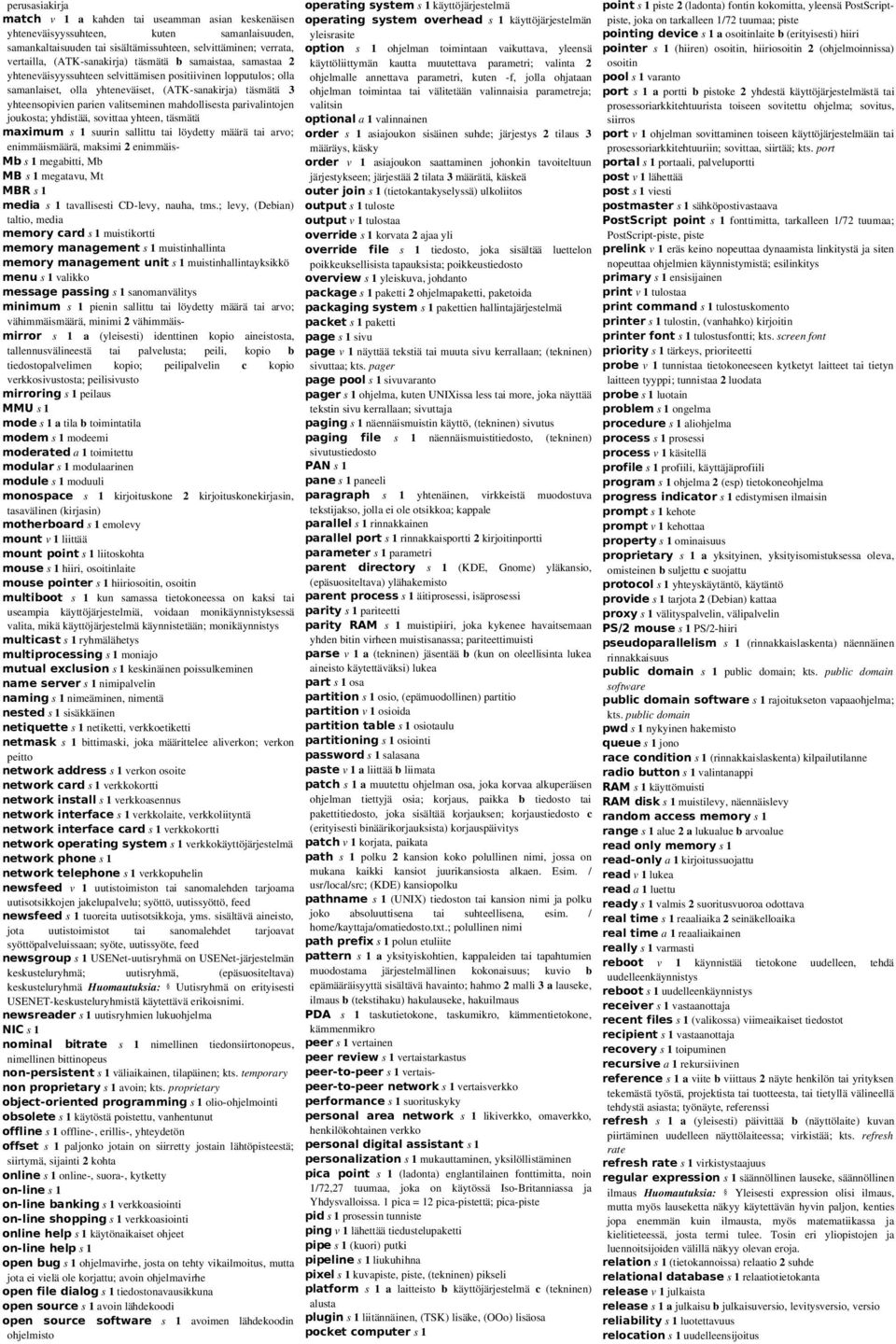 Sanakirja. Tämä on omassa XML-formaatissa olevasta sanakirjasta tuotu  Writer-asiakirja. - PDF Ilmainen lataus
