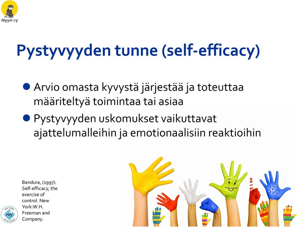 Miten kauan sinnittelee, kun kohtaa esteitä? Miten joustava on haastavissa tilanteissa? Bandura, A. (1986).
