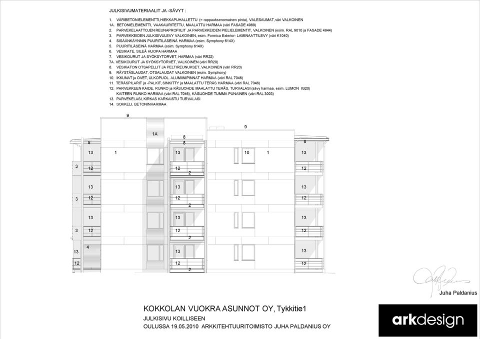 SISÄÄNKÄYNNIN PUURITILÄSEINÄ HARMAA (esim. Symphony 64X) 5. PUURITILÄSEINÄ HARMAA (esim. Symphony 64X). VESIKOURUT JA SYÖKSYTORVET, HARMAA (väri RR) A.