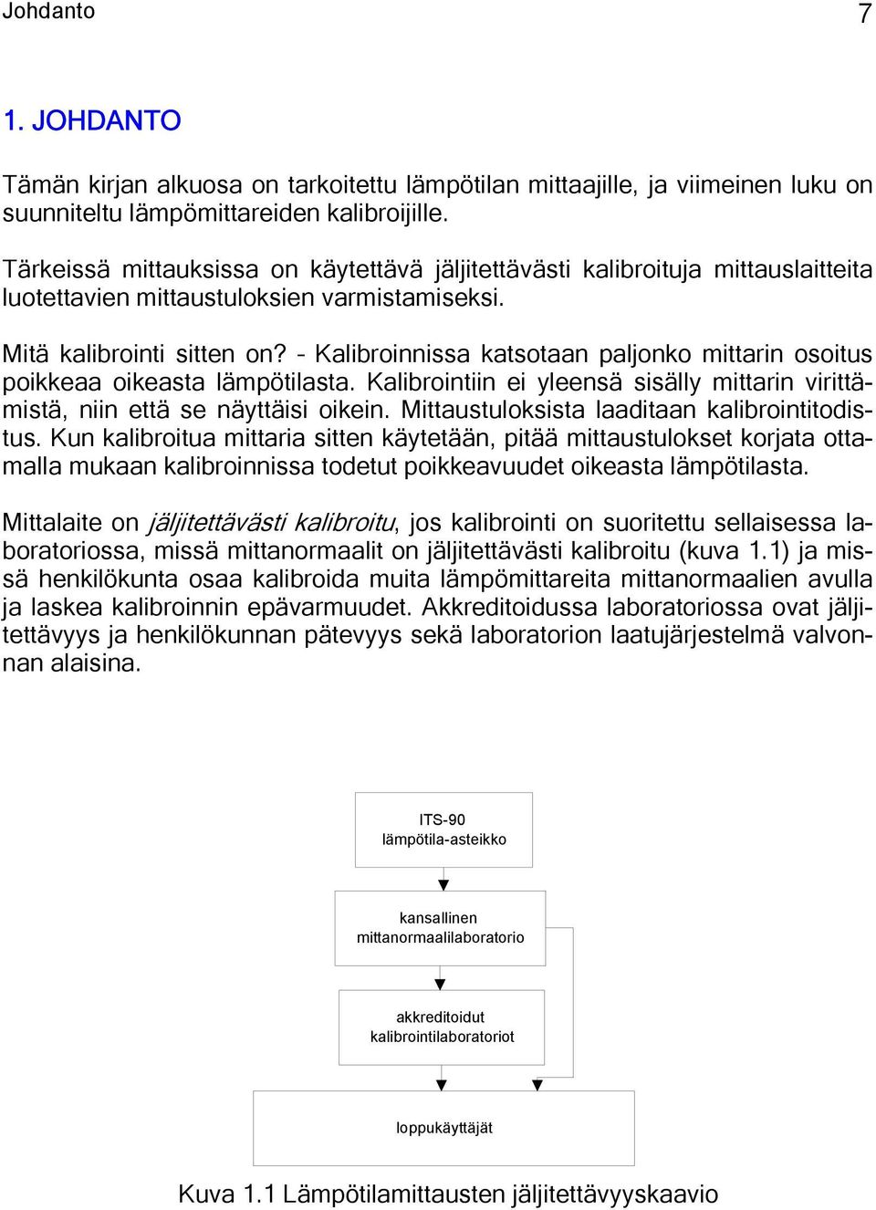 Kalibroinnissa katsotaan paljonko mittarin osoitus poikkeaa oikeasta lämpötilasta. Kalibrointiin ei yleensä sisälly mittarin virittämistä, niin että se näyttäisi oikein.