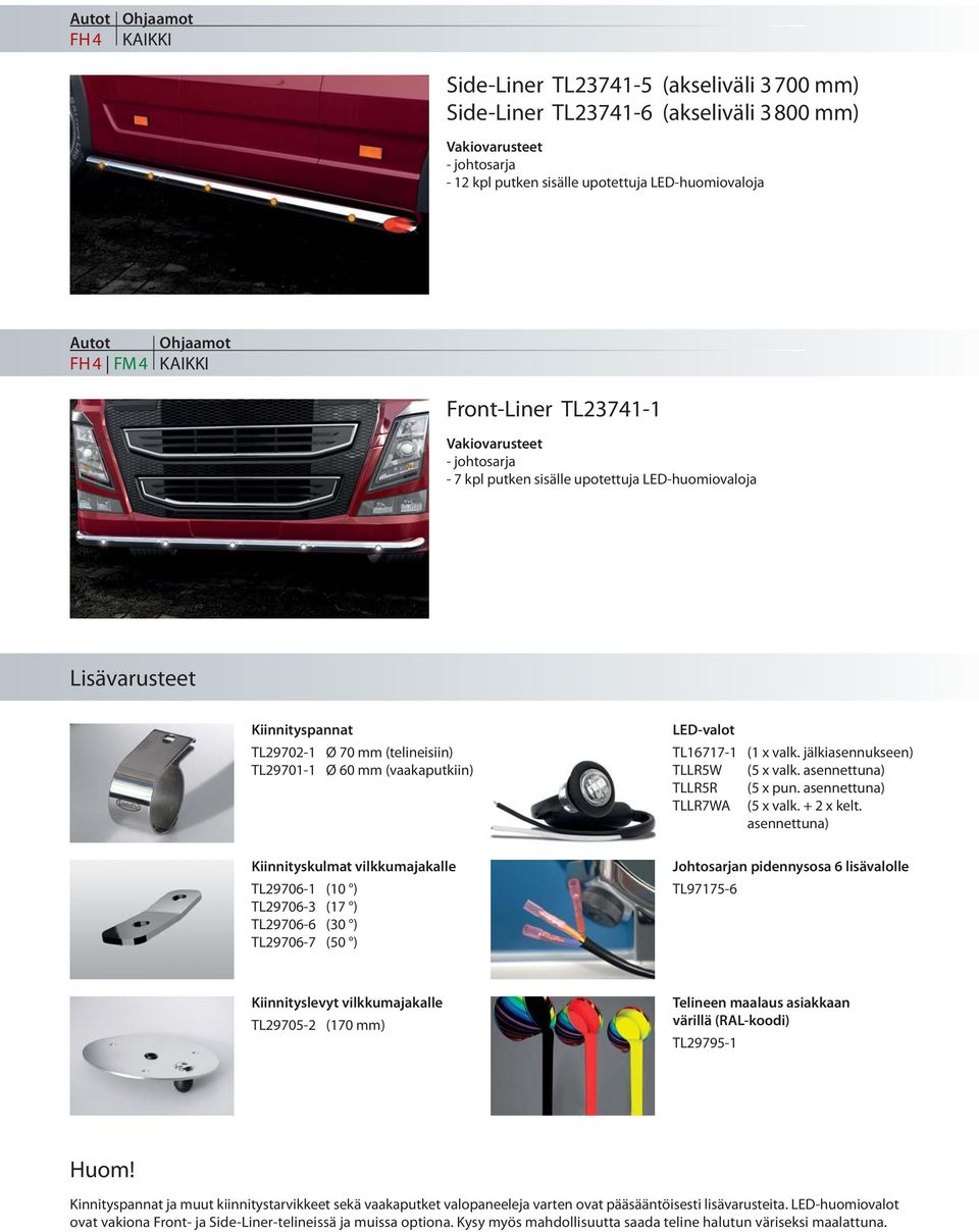 (30 ) TL29706-7 (50 ) LED-valot TL16717-1 (1 x valk. jälkiasennukseen) TLLR5W (5 x valk. asennettuna) TLLR5R (5 x pun. asennettuna) TLLR7WA (5 x valk. + 2 x kelt.