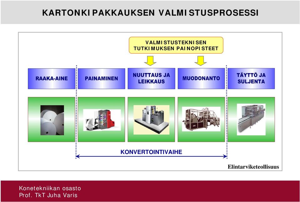 VALMISTUSTEKNISEN TUTKIMUKSEN