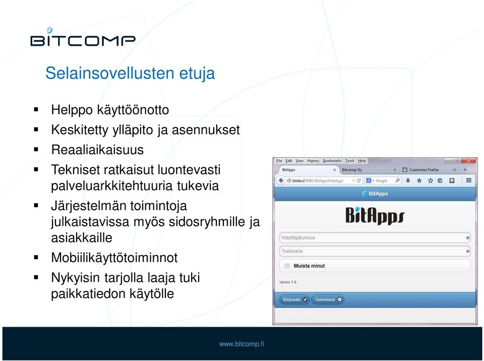 palveluarkkitehtuuria tukevia Järjestelmän toimintoja julkaistavissa myös